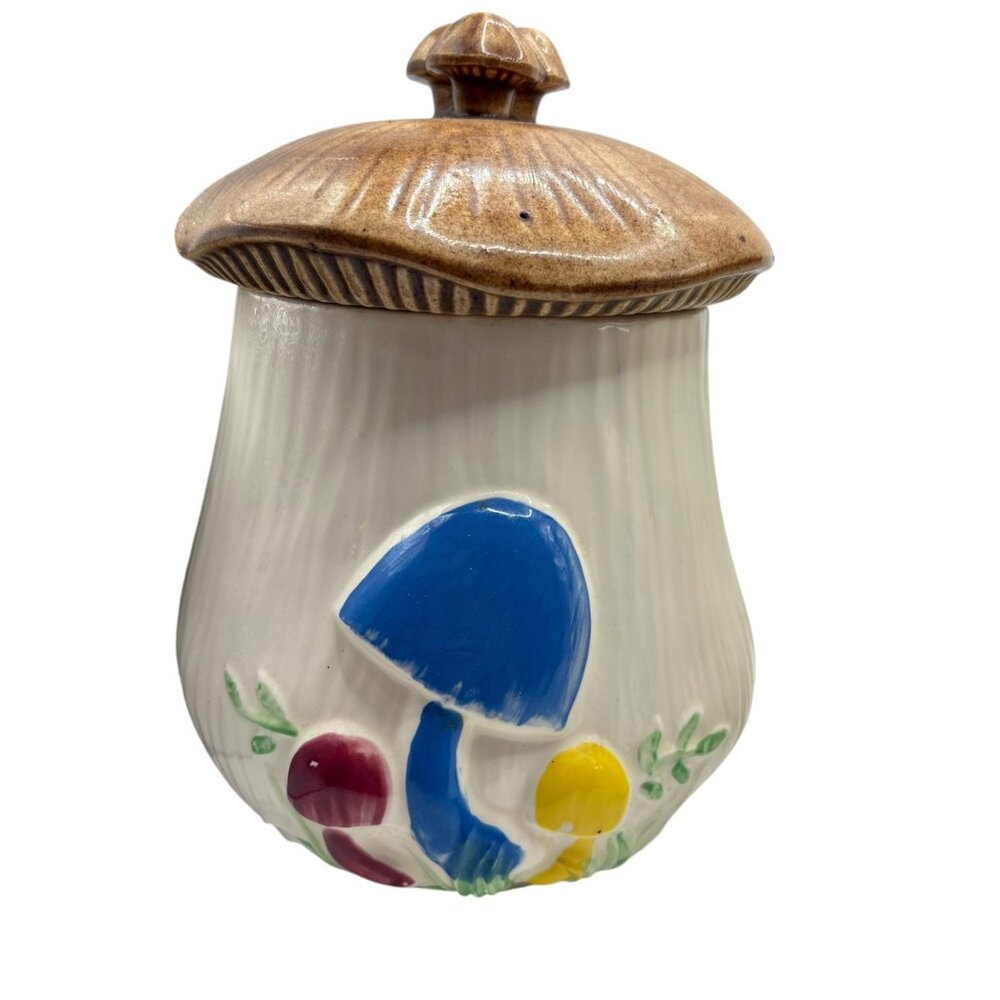 Vintage Handcrafted Ceramic Mushroom Cookie Jar With Lid - Picture 3 of 6